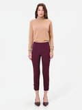 Pantalone bordeaux cropped con bottoni al fondo