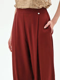 Pantalone bordeaux a palloncino in lino