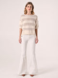 T-shirt in Maglia Traforata Beige