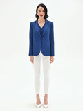Giacca blazer blu brillante effetto gessato