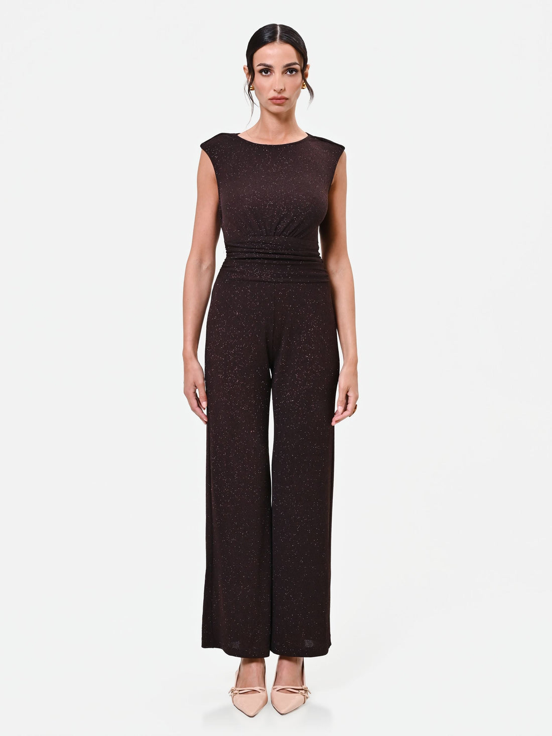 Tuta moro marrone con pantalone a palazzo