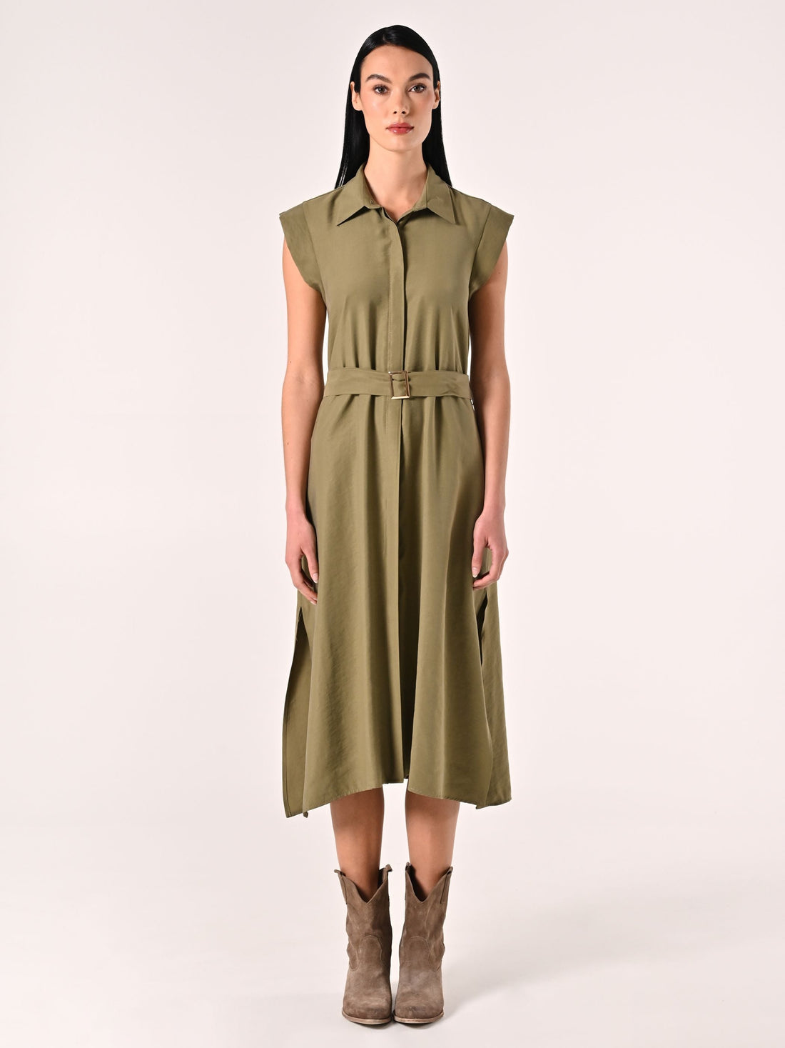 Chemisier Verde Militare in Viscosa