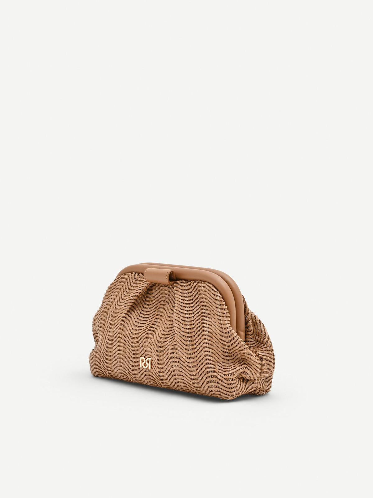 Pochette marrone cuoio con chiusura a fiocco