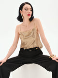 Top oro in maglia di paillettes