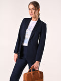 Giacca Blu in Cotone con Impunture a Contrasto