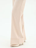 Pantalone a palazzo beige chiaro con risvolto