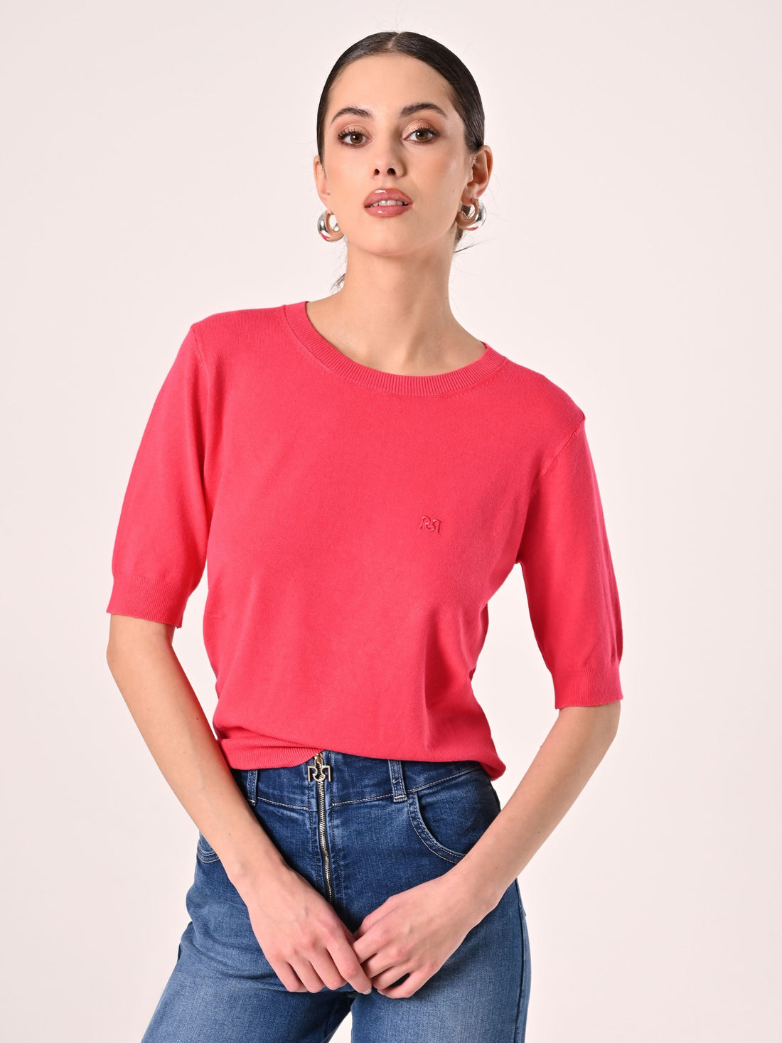 Maglioncino a Maniche Corte Fuxia