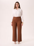 Pantaloni Curvy Ampi Marrone Cioccolato