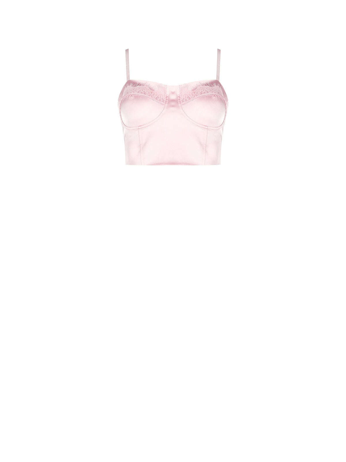 Top bustier rosa pastello con pizzo