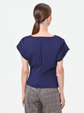 T-shirt blu navy con drappeggio asimmetrico