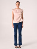 Top smanicato in Raso Rosa
