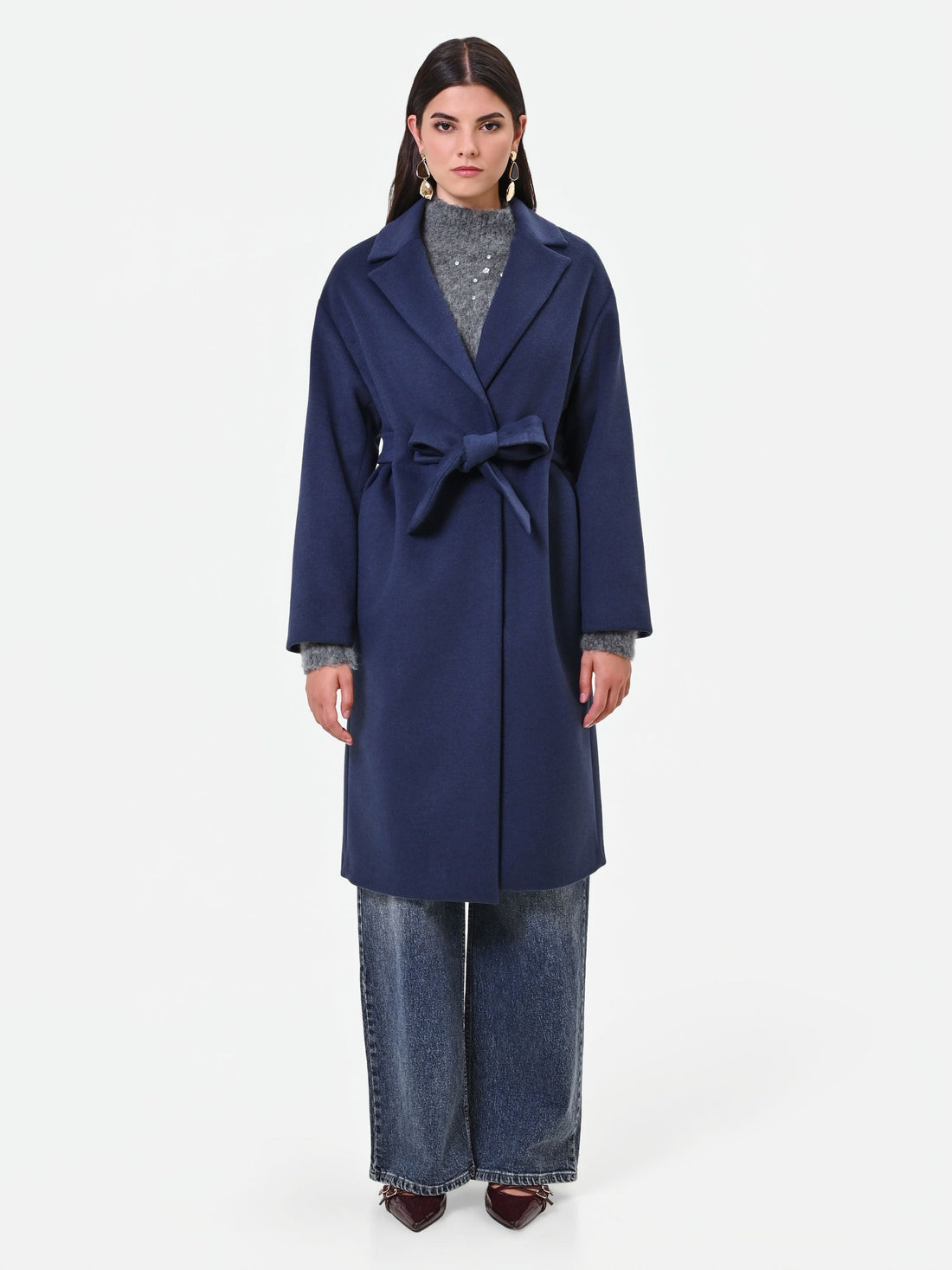 Cappotto a vestaglia blu navy Giorgia Palmas X Rinascimento