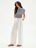 Pantalone bianco a palazzo con pinces