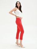 Pantalone rosso fragola con bottoni sul fondo