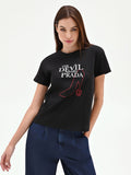 T-shirt nera 'The Devil Wears Prada' in cotone