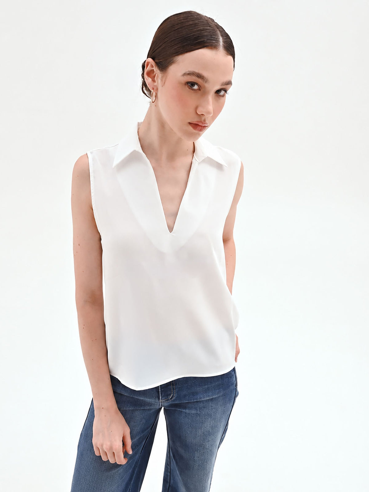 Blusa smanicata bianco panna