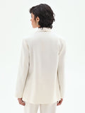 Giacca blazer doppiopetto in misto cotone lyocell bianco