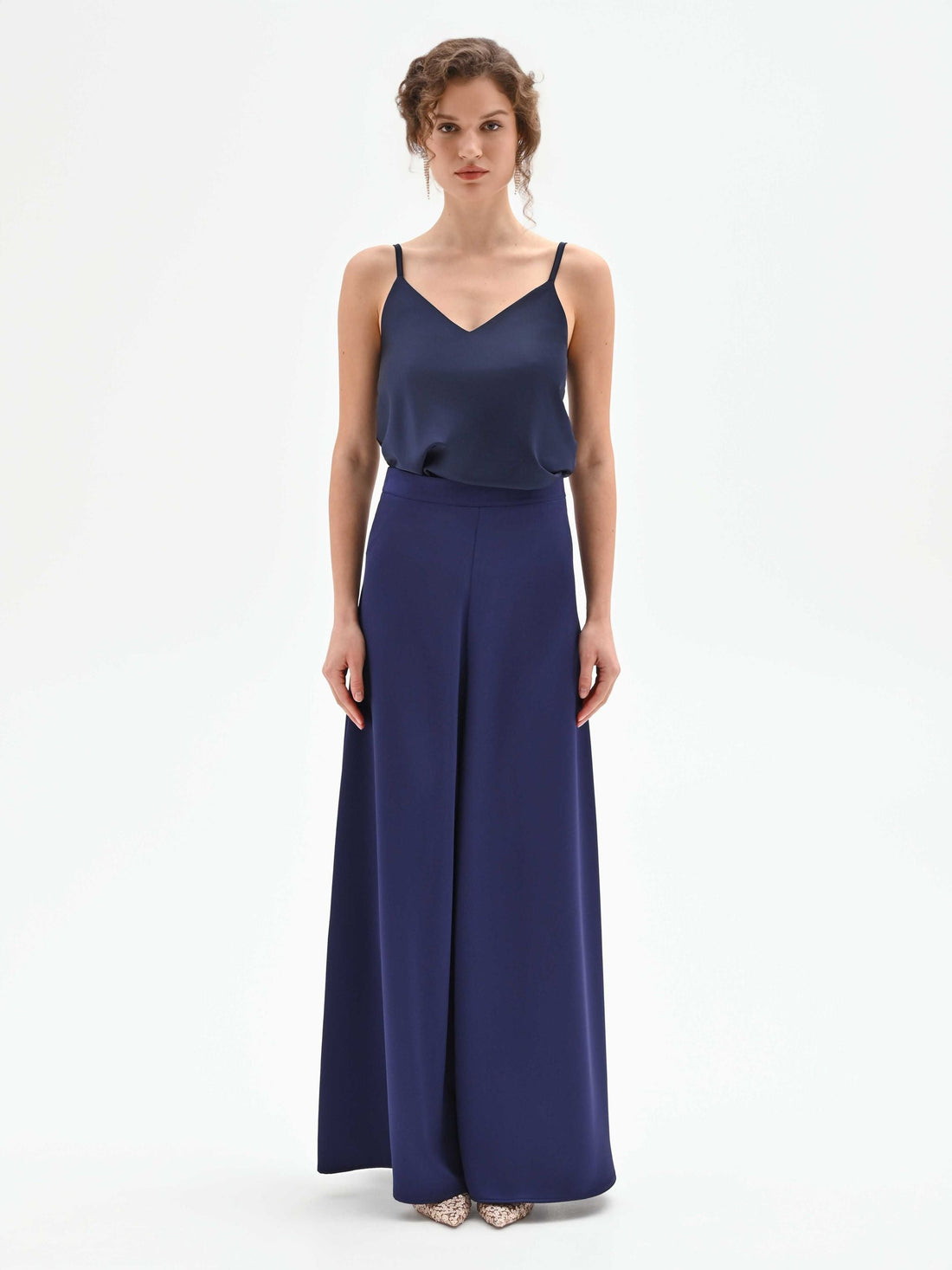 Pantalone atelier a palazzo blu indaco