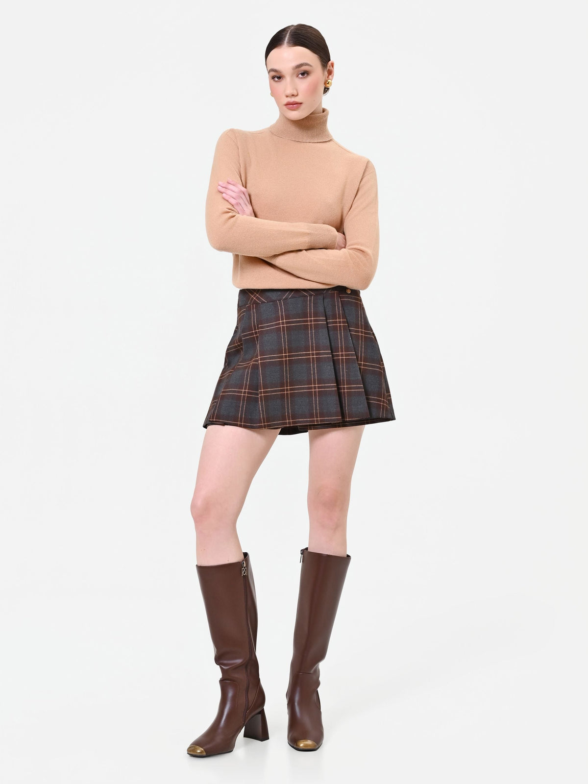 Minigonna scozzese moro marrone