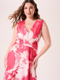 Abito Curvy Lungo stampa Rosa Camelia