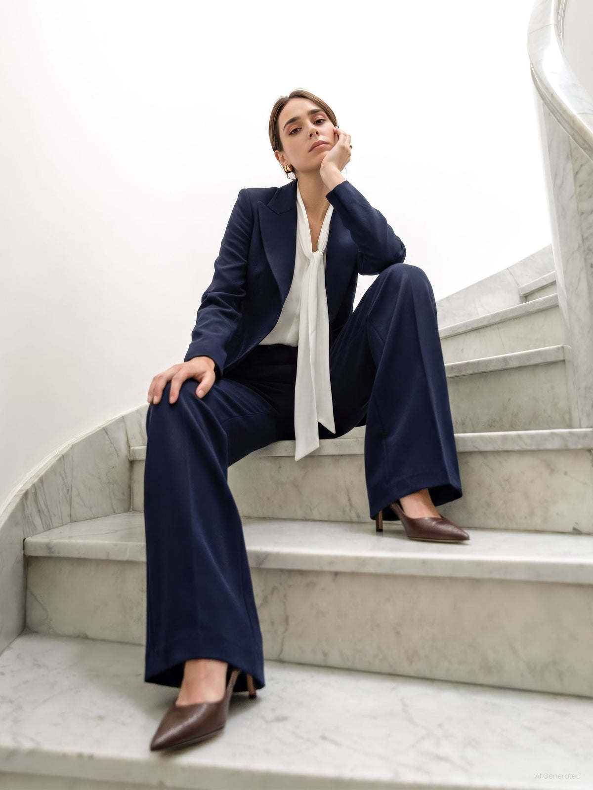 Pantalone Studio blu navy con piega stirata