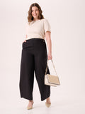 Pantaloni Curvy in Lino Viscosa Neri