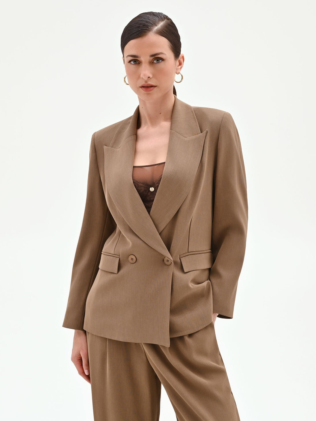 Blazer doppiopetto in cadi fango marrone