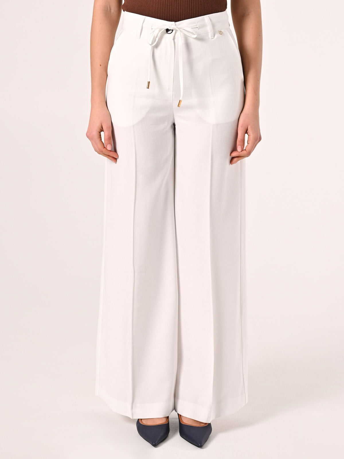 Pantaloni Ampi Bianchi in Viscosa