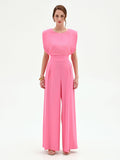 Tuta rosa con pantalone a palazzo
