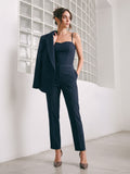 Top Studio bustier gessato blu navy
