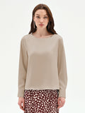 Blusa tortora beige con scollo a barchetta