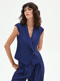 Gilet Studio blu indaco con chiusura asimmetrica