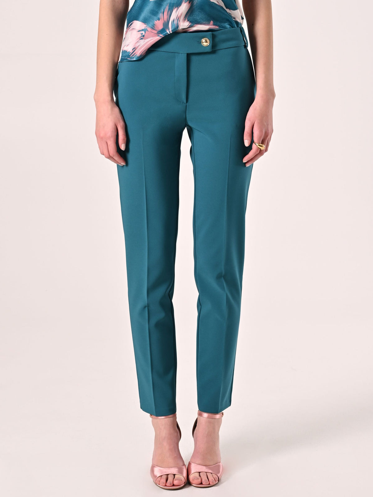 Pantaloni Verde Reale in Tessuto Tecnico