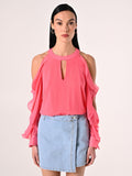 Blusa con Rouches Rosa Camelia