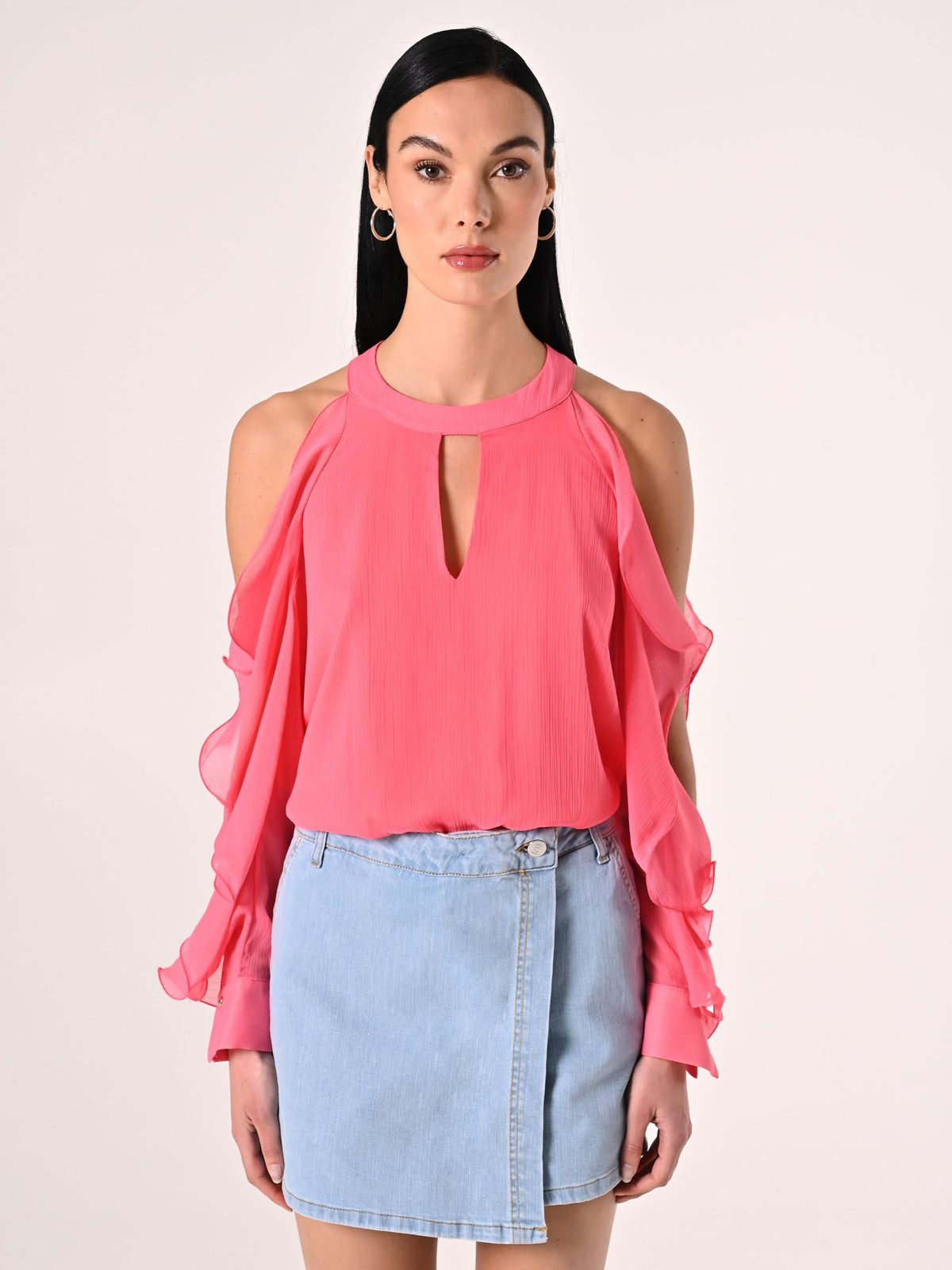 Blusa con Rouches Rosa Camelia
