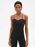Top bustier nero con doppie spalline