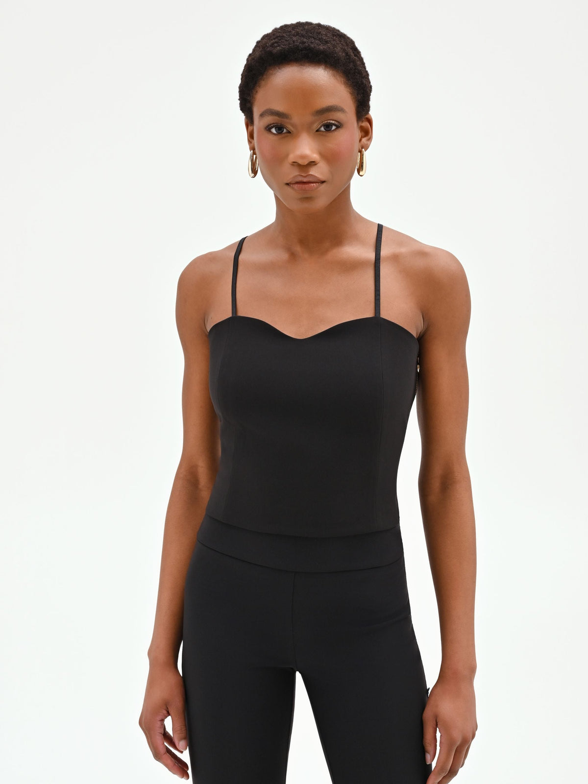 Top bustier nero con doppie spalline