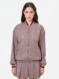 Bomber fantasia check rosso bordeaux