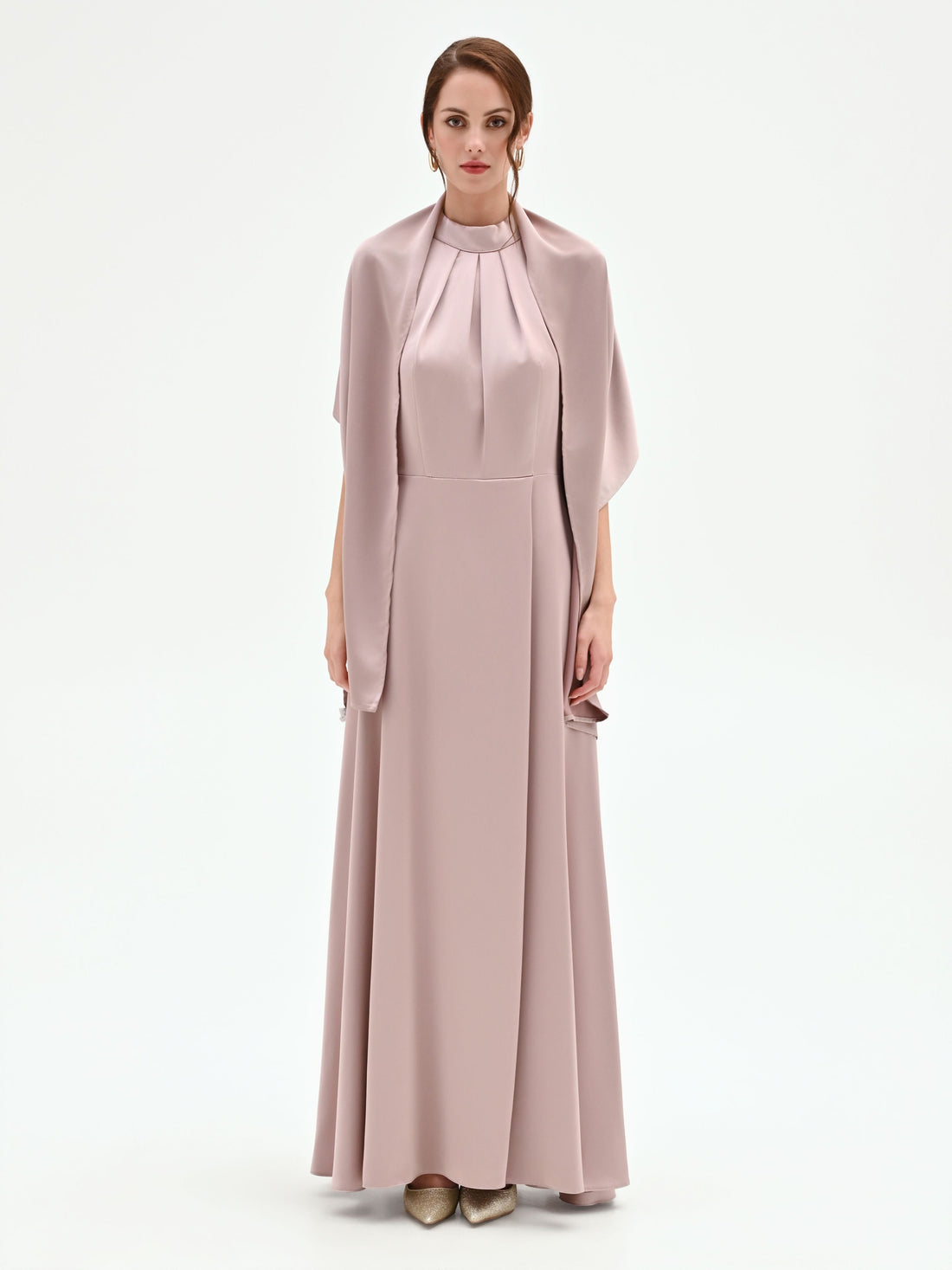 Stola atelier in raso rosa blush
