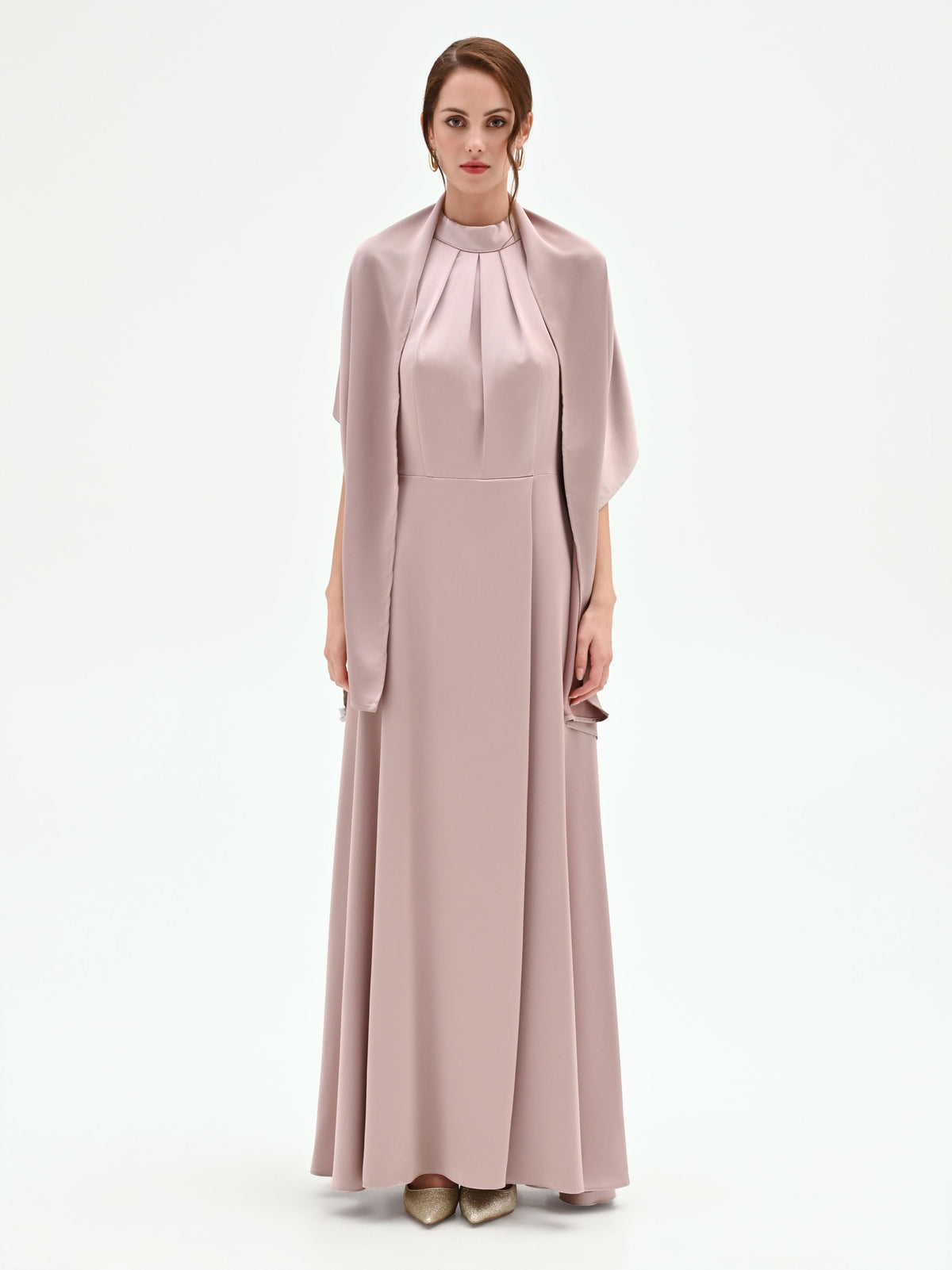 Stola atelier in raso rosa blush