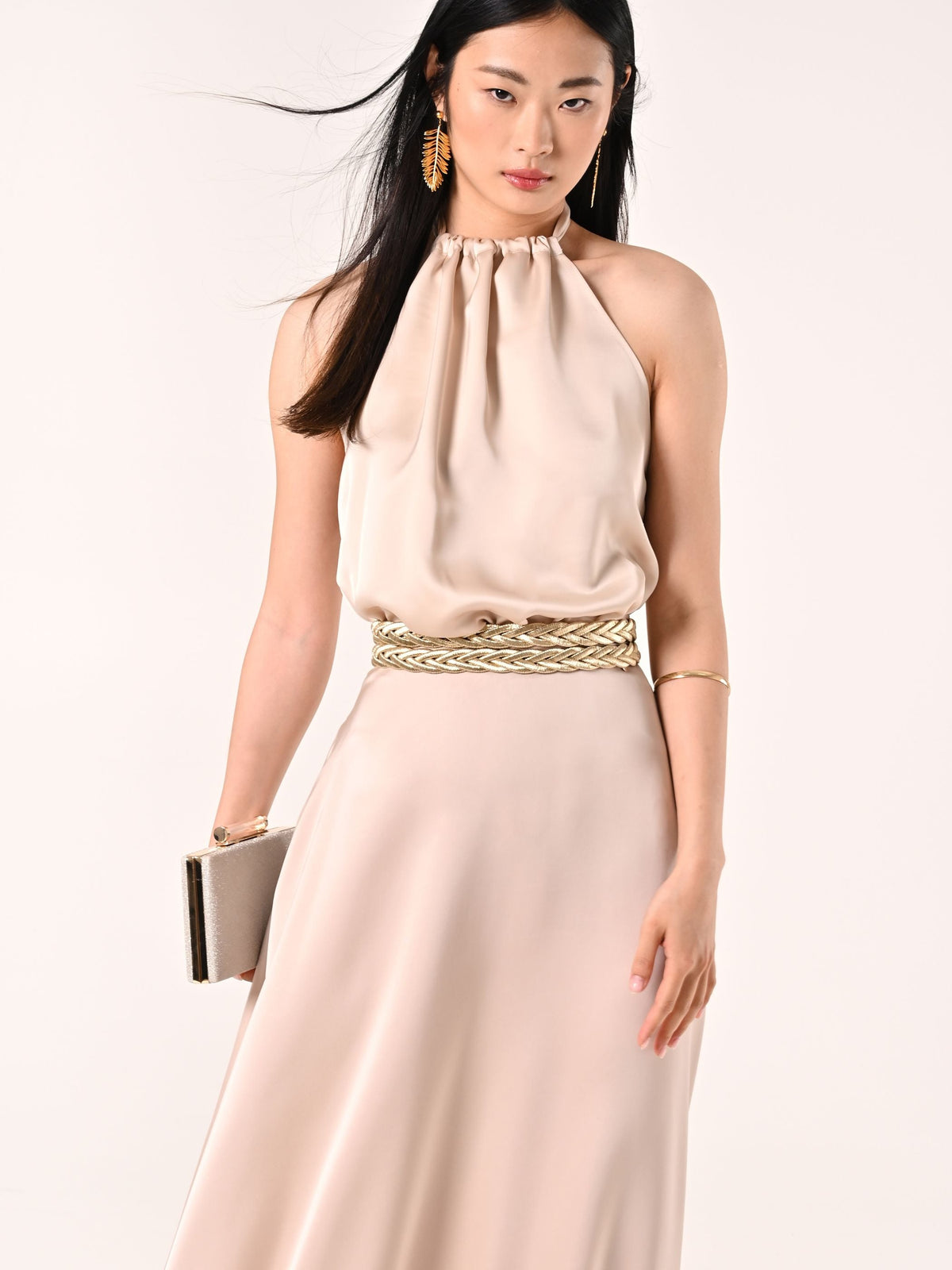 Top in Raso Beige Chiaro