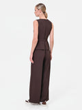 Tuta marrone in cadi effetto gilet con cintura