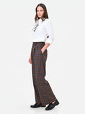 Pantalone a palazzo marrone con motivo check