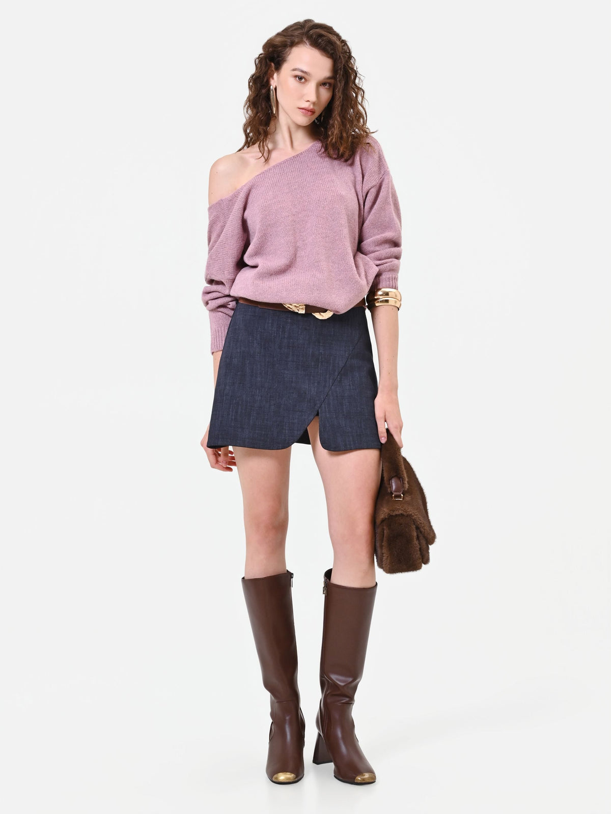 Minigonna blu navy a portafoglio