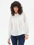Camicia panna in raso con silhouette sagomata
