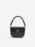 Borsa sella nera con finiture effetto pelle
