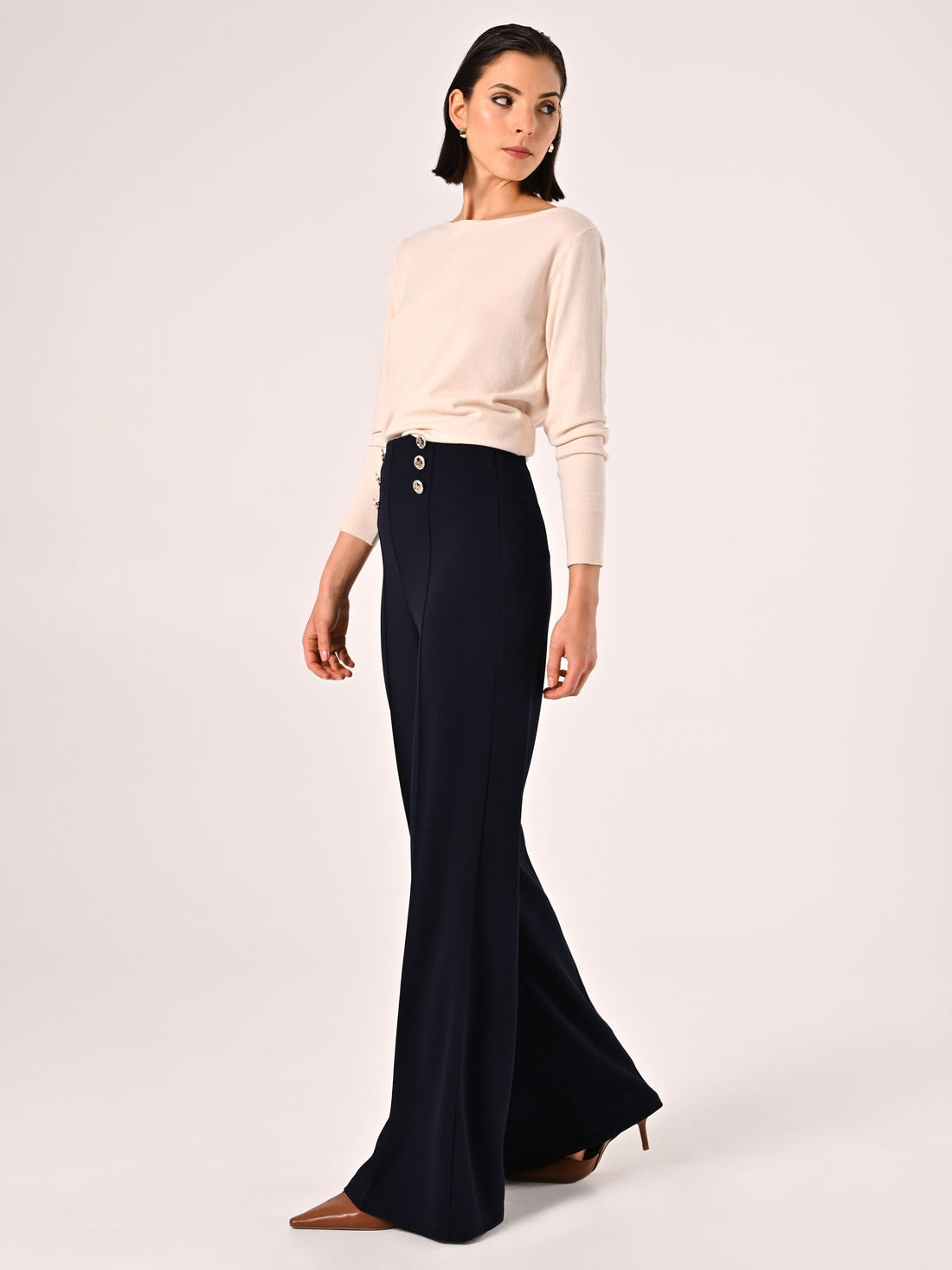 Pantaloni Blu con Bottoni Mariniére