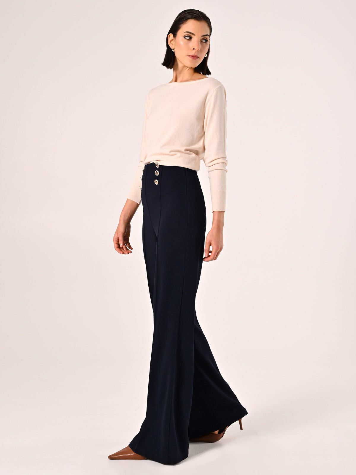 Pantaloni Blu con Bottoni Mariniére