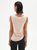 Top beige chiaro drappeggiato in tessuto cangiante