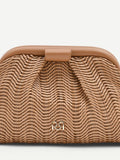 Pochette marrone cuoio con chiusura a fiocco